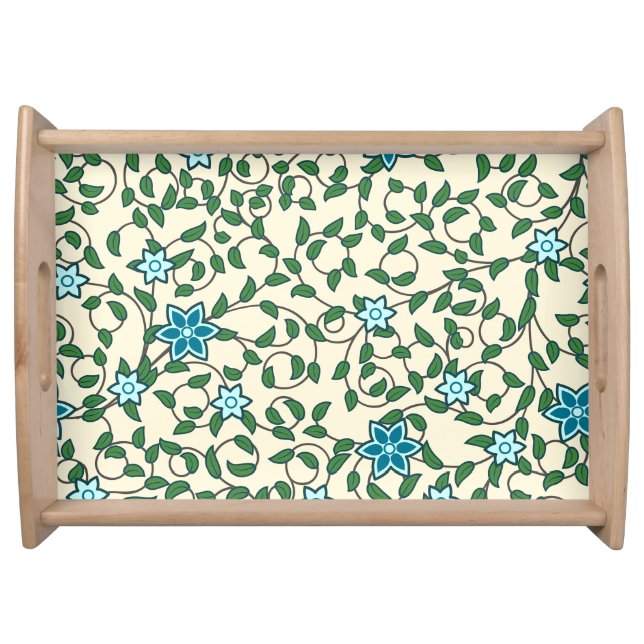 Seamless floral pattern on beige background serving tray (Front)