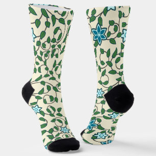 Seamless floral pattern on beige background socks