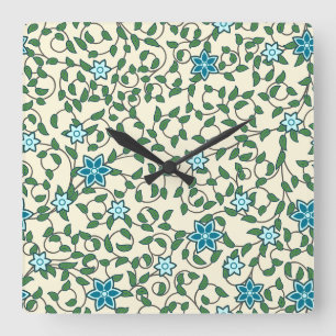 Seamless floral pattern on beige background square wall clock
