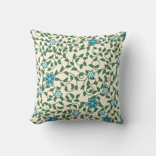 Seamless floral pattern on beige background throw pillow