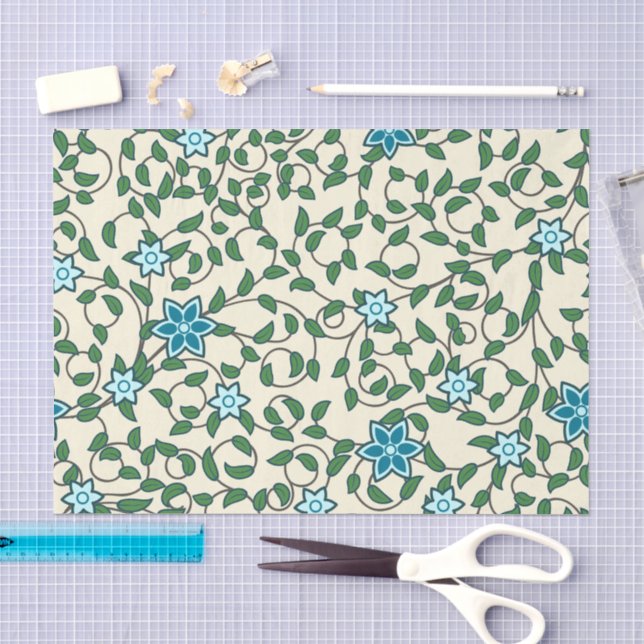 Seamless floral pattern on beige background tissue paper (Craft)
