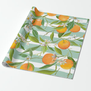Seamless Floral Pattern. Orange Fruits Background. Wrapping Paper