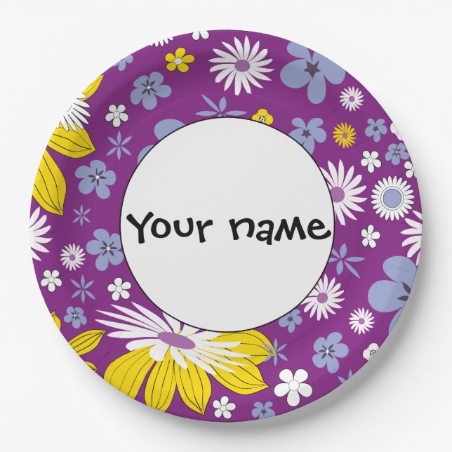 Seamless Floral Pattern Paper Plates (Front)
