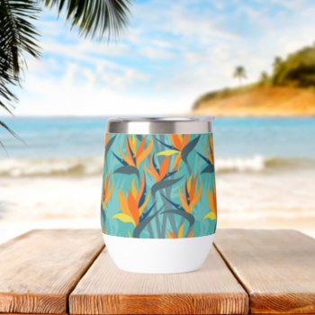 Seamless Floral Pattern Plant Strelitzia G631 Thermal Wine Tumbler by Medusa81 at Zazzle