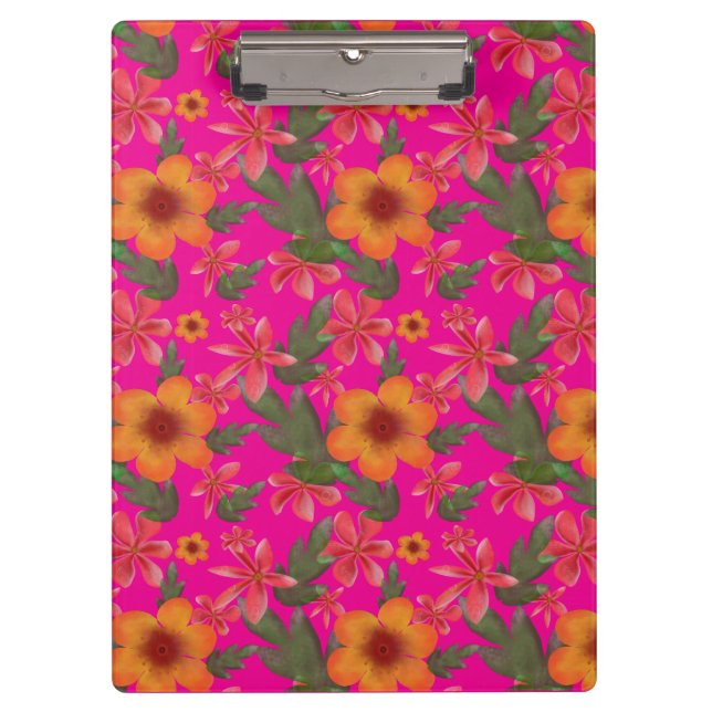 Seamless Floral Pattern Red Flowers Cute Botanical Clipboard (Front)
