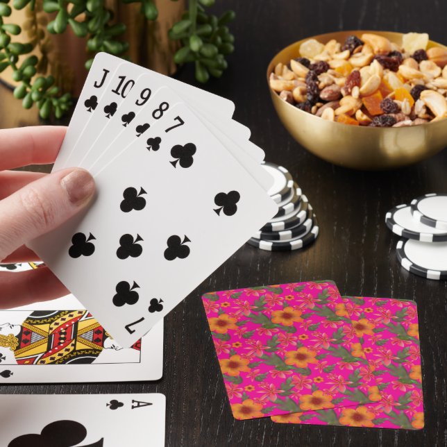 Seamless Floral Pattern Red Flowers Cute Botanical Poker Cards (In Situ)