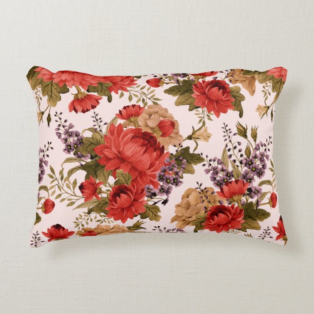 Seamless floral pattern roses with chrysanthemum a accent pillow (Front)