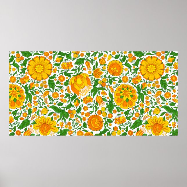 Seamless floral pattern, spring / summer backdrop. poster (Front)
