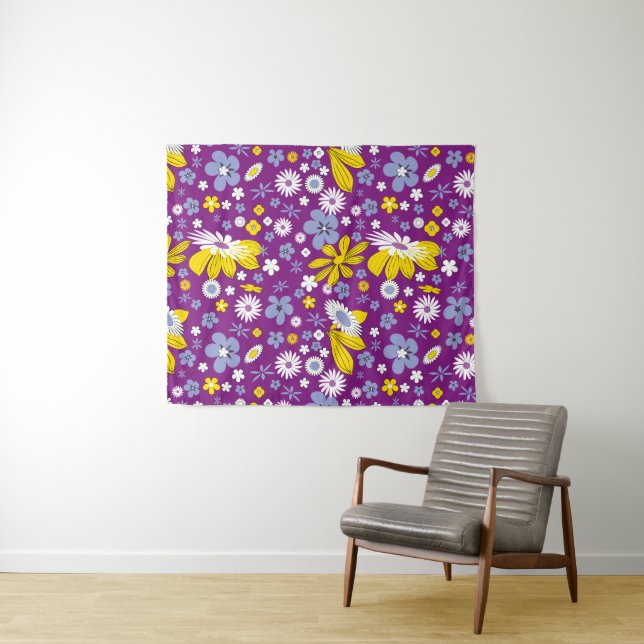 Seamless Floral Pattern Tapestry (In Situ (Horizontal))