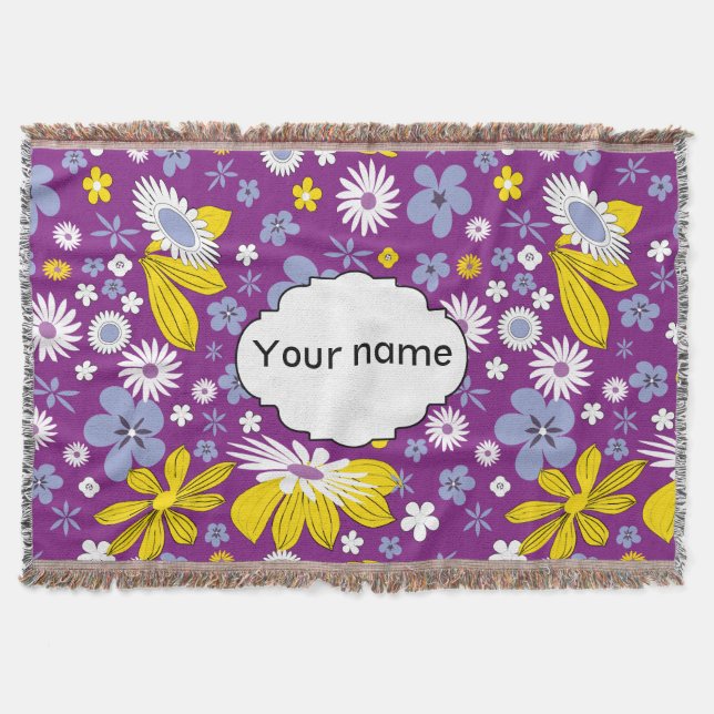 Seamless Floral Pattern Throw Blanket (Front)
