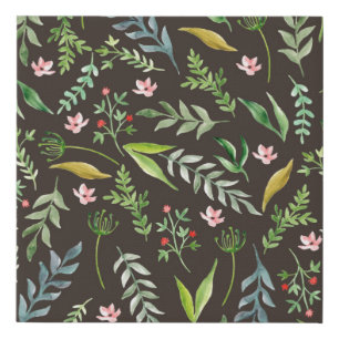 Seamless floral pattern. Watercolor hand drawn Faux Canvas Print