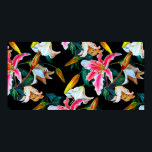 Seamless floral pattern. White and pink lily on a  Poster<br><div class="desc">Seamless floral pattern. White and pink lily on a black background. Watercolor painting.</div>