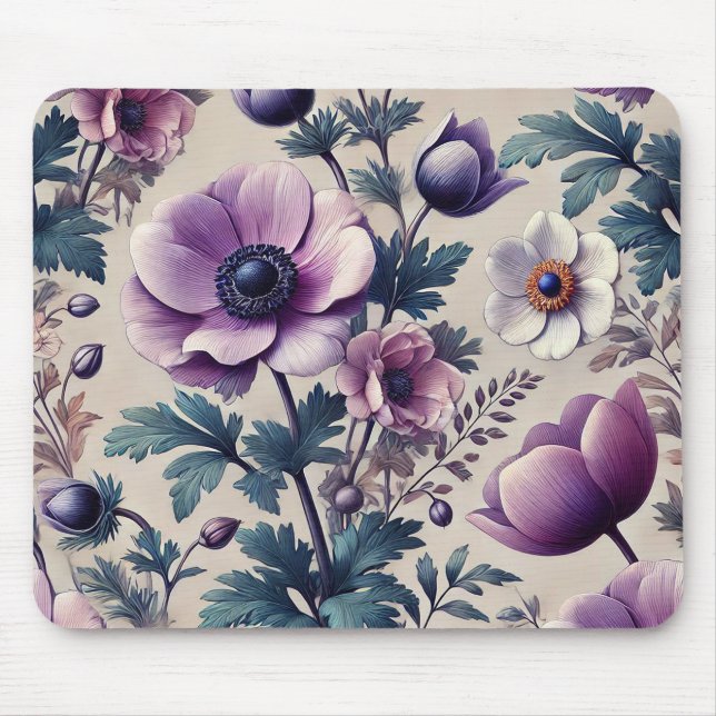 seamless floral pattern with anemone beautiful  mouse pad (Front)