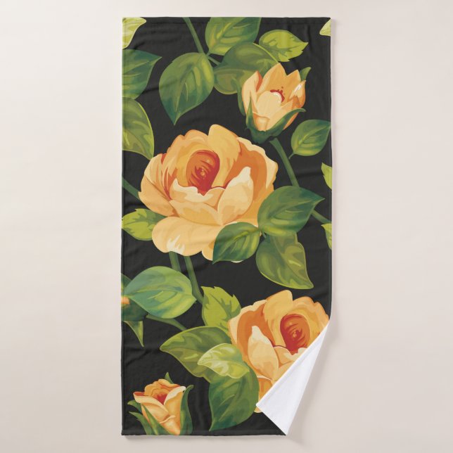 Seamless floral pattern with beautiful roses bath towel (Bath Towel)