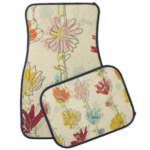 Seamless Floral Pattern With hand-drawn flowers Car Floor Mat
