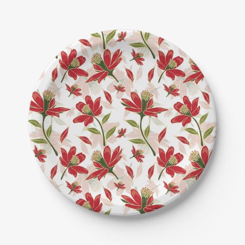 Seamless floral pattern with leaves paper plates
