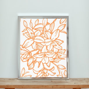 Seamless Floral Pattern with Orange Flowers Photo Print