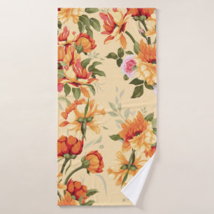 Seamless floral pattern with roses, watercolor. Il Bath Towel