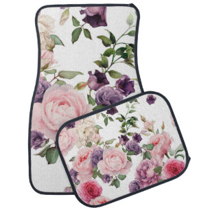 Seamless floral pattern with roses,  watercolor. p car floor mat