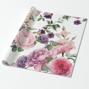 Seamless floral pattern with roses, watercolor. p wrapping paper