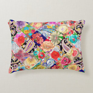Seamless floral pattern with stylized chinese chry accent pillow