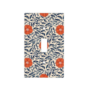 Seamless floral pattern with vibrant orange flower light switch cover