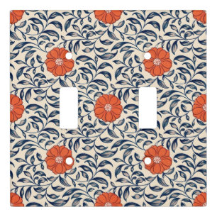 Seamless floral pattern with vibrant orange flower light switch cover