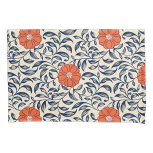 Seamless floral pattern with vibrant orange flower pillow case