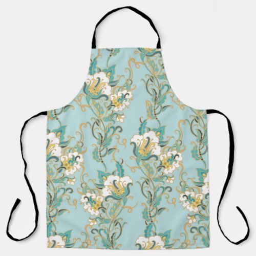 Seamless floral pattern with white cotton flowersl apron