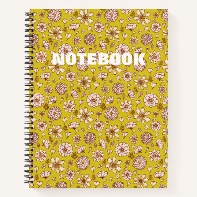 Seamless Floral pattern yellow Notebook (Front)