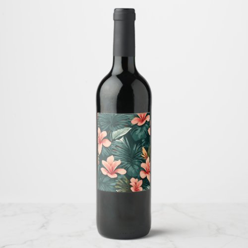 Seamless floral patterns wine label