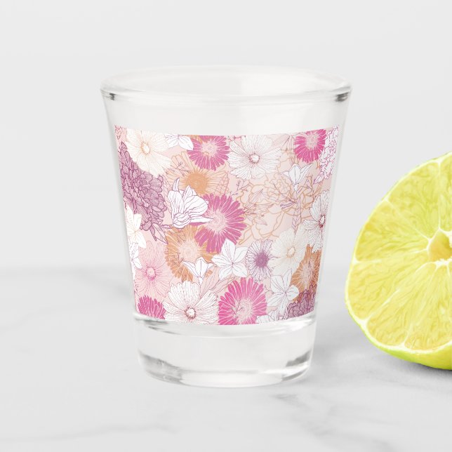 Seamless Floral  Shot Glass (Front)