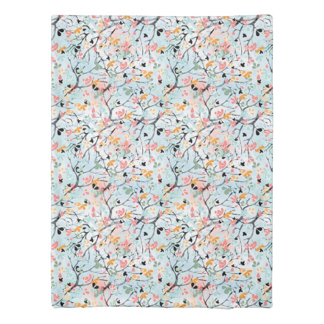 Seamless floral spring flowers leaves branches pat duvet cover (Back)