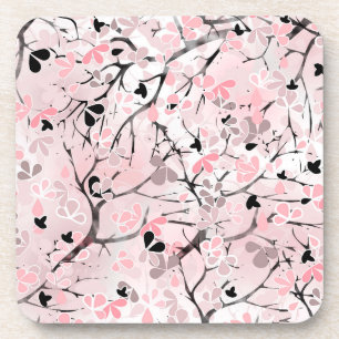 Seamless floral spring flowers leaves branches pin beverage coaster