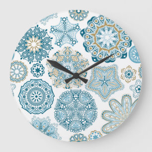 Seamless Floral Square: Copy Tiling Large Clock