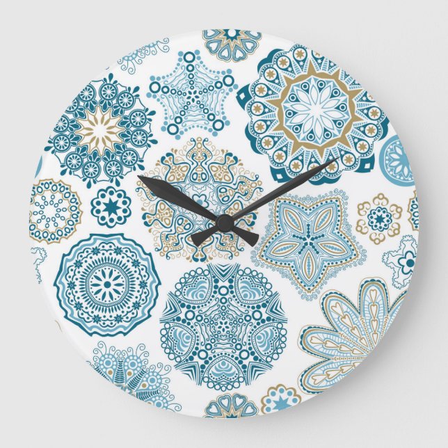Seamless Floral Square: Copy Tiling Large Clock (Front)