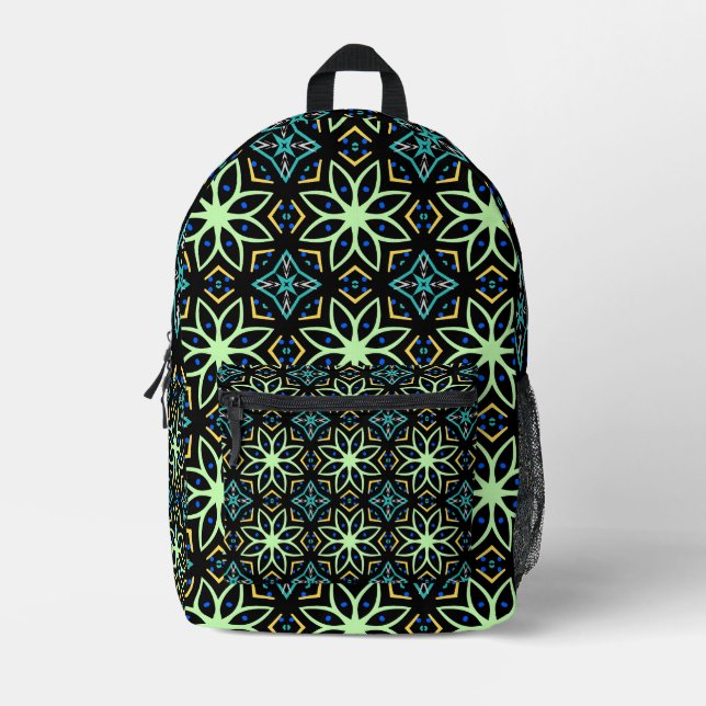 Seamless Floral Symmetrical Pattern Printed Backpack (Front)