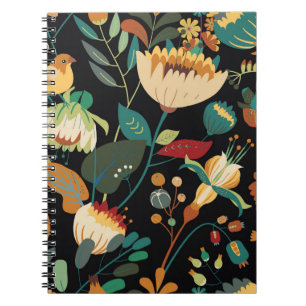 Seamless floral textile pattern. Floral fantasy wi Notebook