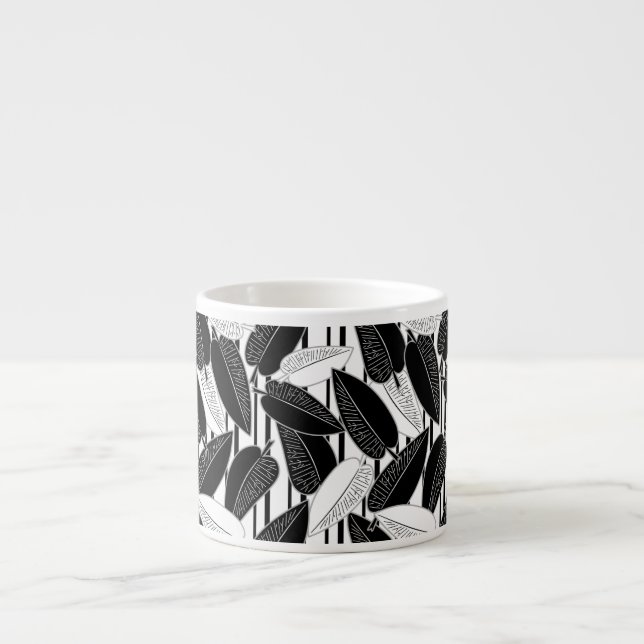 Seamless floral tropical leaves ficus ornamental d espresso cup (Front)
