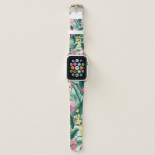 seamless floral tropical pattern with hibiscus and apple watch band
