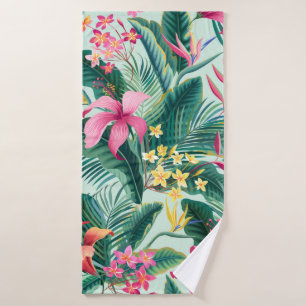 seamless floral tropical pattern with hibiscus and bath towel