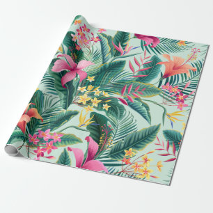 seamless floral tropical pattern with hibiscus and wrapping paper