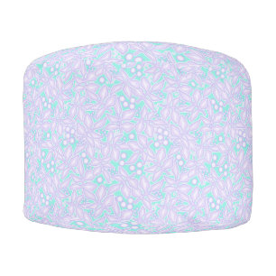 Seamless floral violet flowers lace leaves blue wh pouf