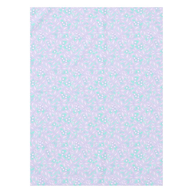 Seamless floral violet flowers lace leaves blue wh tablecloth (Front)