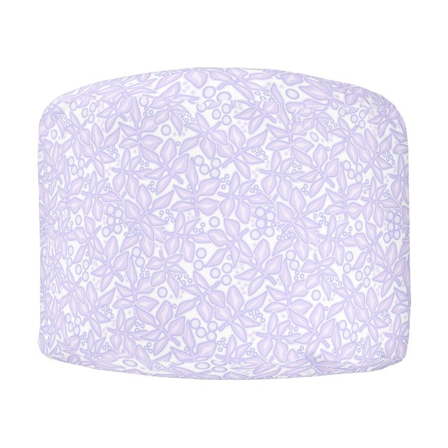 Seamless floral violet flowers lace leaves white p pouf (Front)