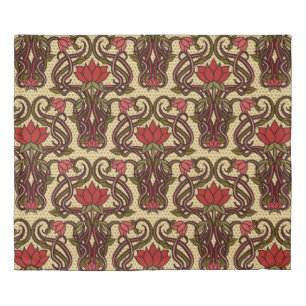Seamless floral wallpaper in art nouveau style, Vi Duvet Cover