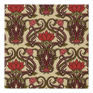 Seamless floral wallpaper in art nouveau style, Vi Faux Canvas Print
