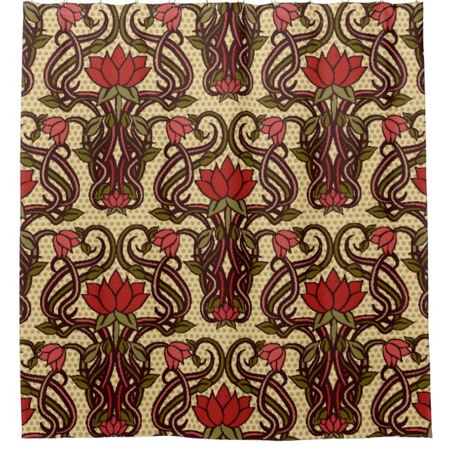 Seamless floral wallpaper in art nouveau style, Vi Shower Curtain (Front)