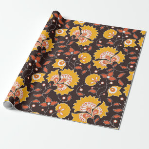 seamless flower colored indian style pattern on br wrapping paper