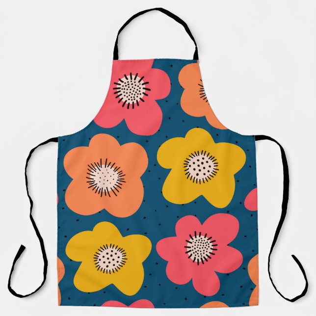 Seamless flower pattern. Bold florals Scandinavian Apron (Front)